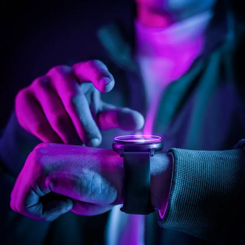 Futuristic hologram smartwatch wearable technology